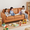 Mid-Century Modern 85" Large Leather Couch - High-Density Foam & Built-in Springs, 3-Seat Sofa with Sturdy Wood Legs - 2 of 4