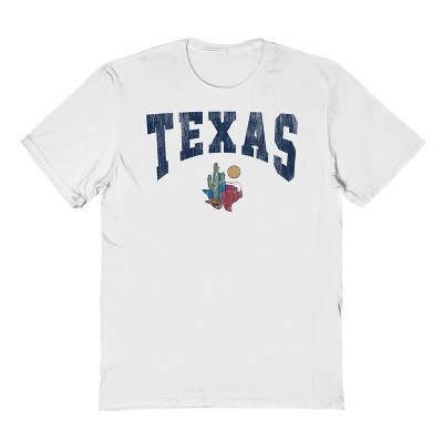 Rerun Island Men's Texas State Cactus Hat Short Sleeve Graphic Cotton T-shirt