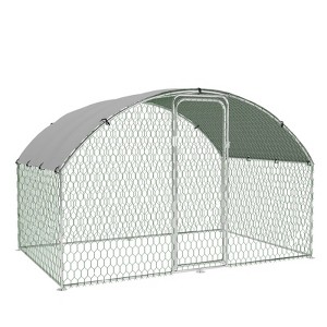 Large Metal Chicken Coop with Run, Walkin Poultry Cage for Yard with Waterproof Cover, Doom Roof for Hen House, Duck and Rabbit - 1 of 4