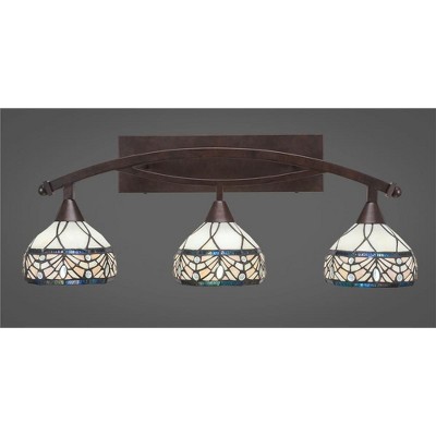 Toltec Lighting Bow 3 - Light Vanity in  Bronze with 7" Royal Merlot Art Glass Shade