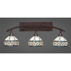 Toltec Lighting Bow 3 - Light Vanity in  Bronze with 7" Royal Merlot Art Glass Shade - 1 of 1