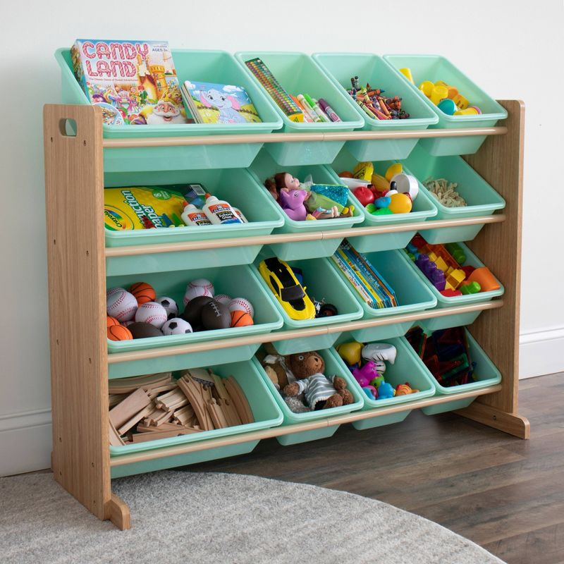 Kids&#39; Toy Organizer with 16 Storage Bins Natural/Mint - Humble Crew, 6 of 7