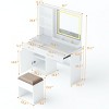 Flip Top Vanity Desk with Glass Top and Upholstered Stool,White Makeup Table with Lighted Mirror for Bedroom–The Pop Home - 4 of 4