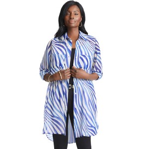 Jessica London Women's Plus Size Sheer Georgette Mega Tunic - 1 of 4