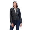 Juniors' Faux Leather Moto Jacket With Fleece Hood - Sebby - 4 of 4