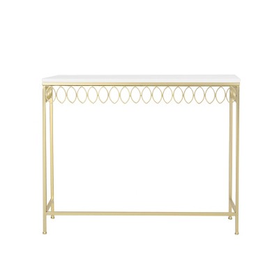 Breu Modern Glam Console Table with Petal Accents Gold/White - Christopher Knight Home