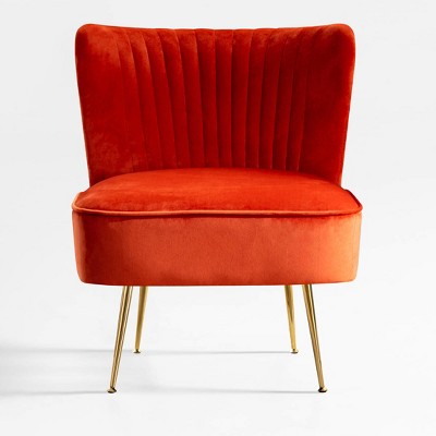 WestinTrends Phoebe Upholstered Tufted Velvet Accent Chair With Metal Leg