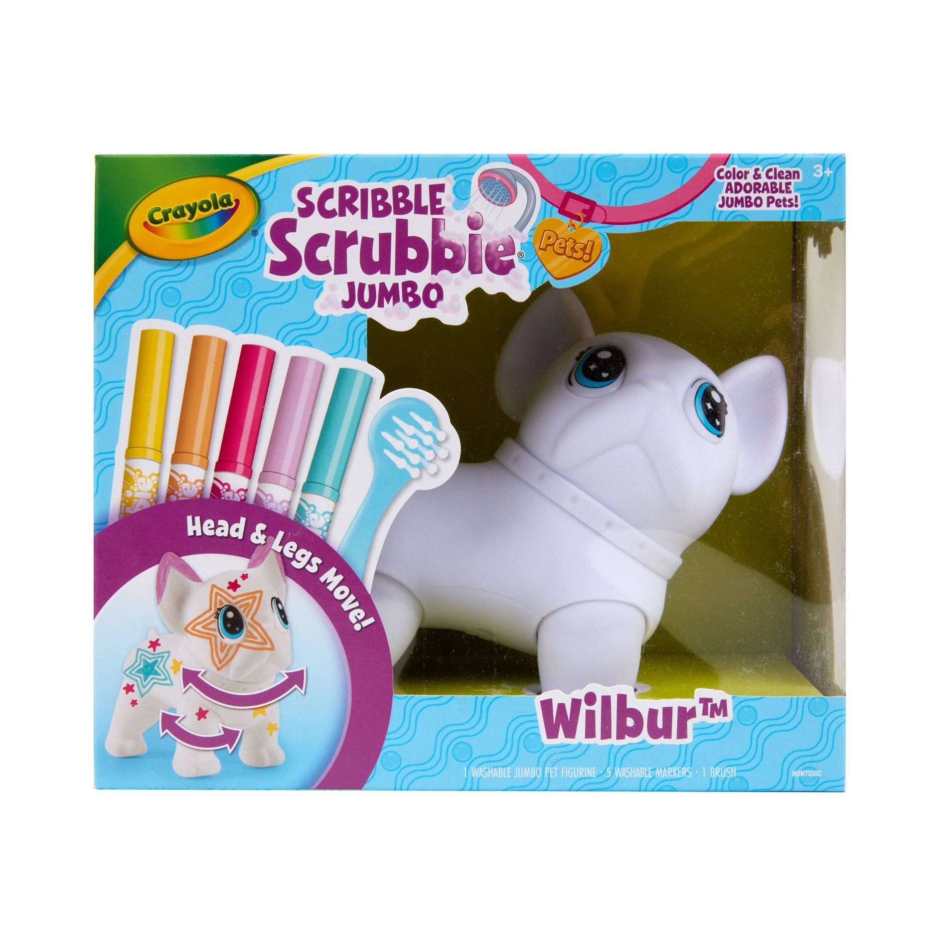 Crayola Scribble Scrubbie Jumbo Pet: Washable Art Kit with Markers & Brush for Kids 3+