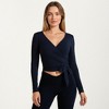 Anna-Kaci Active Women's Long Sleeve Wrap Athletic Top with Adjustable Waist Tie and Stretch Performance Fabric - 2 of 4