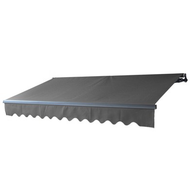 Black 12x10 Retractable Patio Awning with Manual Crank