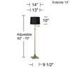 360 Lighting Modern Swing Arm Floor Lamp Adjustable Height 70" Tall Antique Brass Black Hardback Drum Shade for Living Room Reading Bedroom - 2 of 4