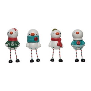 Transpac Christmas Resin Snowman Sitter Set of 4 Christmas Home Decorations - 1 of 1