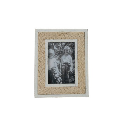 4X6 Inch Woven Reed Picture Frame with White MDF & Glass by Foreside Home & Garden