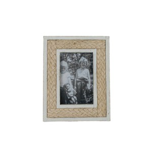 4X6 Inch Woven Reed Picture Frame with White MDF & Glass by Foreside Home & Garden - 1 of 4