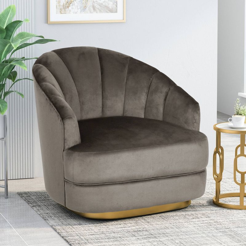 Condit Modern Glam Channel Stitch Velvet Club Chair - Christopher Knight Home, 3 of 8