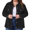 Agnes Orinda Women's Plus Size Denim Detachable Drawstring Hoodie Pockets Jean Jackets - 2 of 4