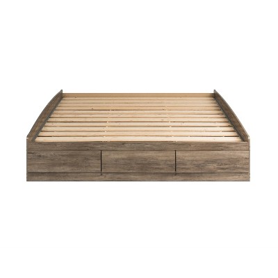 Coastal Drifted Gray King Platform Bed with 6 Storage Drawers