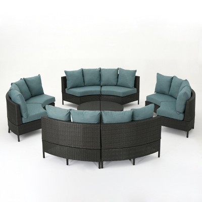 GDFStudio Harper Outdoor Wicker 8 Seater Sectional Sofa Set