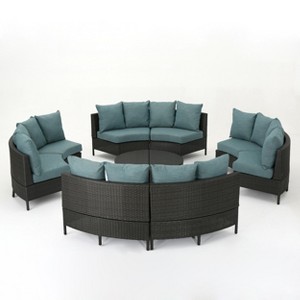 GDFStudio Harper Outdoor Wicker 8 Seater Sectional Sofa Set - 1 of 4