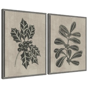Kate & Laurel All Things Decor 2pc Sylvie Winter Holly and Berries Framed Canvas Art Set by Nikita Jariwala - 1 of 4