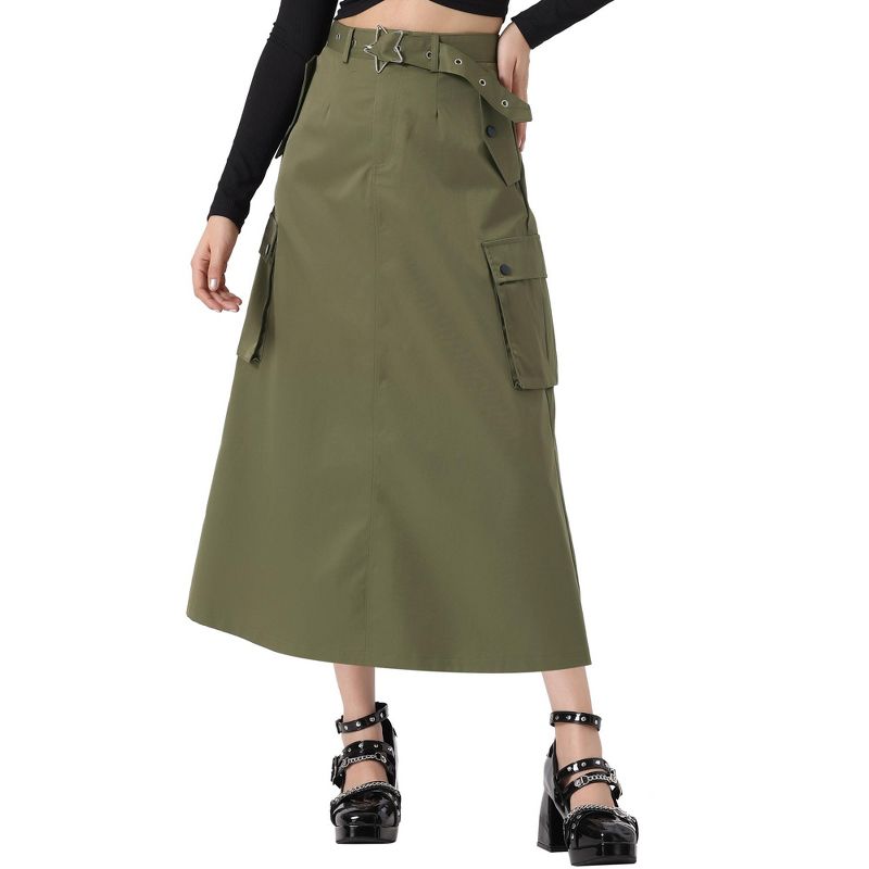 Allegra K Women's Midi Trendy Y2K Zip High Waisted Straight Long Skirt, 1 of 6