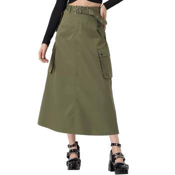 Allegra K Women's Midi Trendy Y2K Zip High Waisted Straight Long Skirt