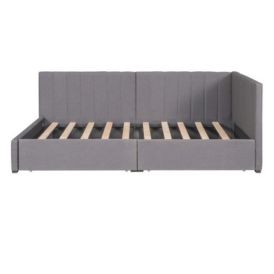 Bellemave Twin Size Upholstered Daybed with Storage Drawers,Linen Daybed Frame,Sofa Bed for Living Room Bedroom,Gray