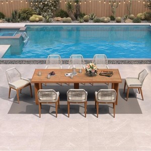 PURPLE LEAF Dining Set Patio Metal Table and Wicker Rattan Chairs for Outside Porch Garden Kitchen Modern Outdoor Furniture Sets - 1 of 4