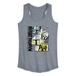 Women's - Star Wars - The Mandalorian Mando Helmet Grid Graphic Racerback Tank - 1 of 4