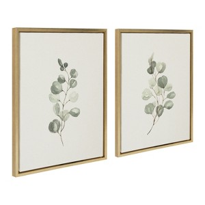 Kate and Laurel Sylvie Eucalyptus Framed Canvas Set by Maja Mitrovic of Makes My Day Happy, 2 Piece 18x24, Bright Gold - 1 of 4