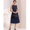 Allegra K Women's Striped Crew Neck Sleeveless A-Line Midi Work Office Dress - 3 of 4