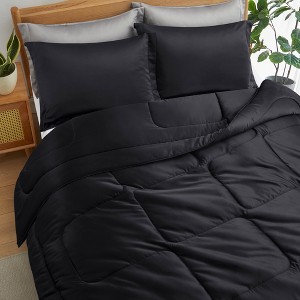 Peace Nest 3 Piece Reversible Silky Luxury Soft Satin Comforter with 2 Satin Pillowcases - 1 of 4