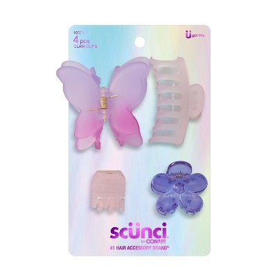 scünci Assorted Styles Claw Clips - Pinks/Purples - All Hair - 4ct