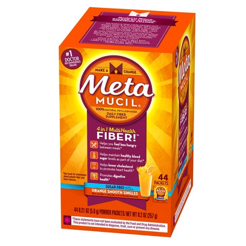 Metamucil Psyllium Fiber Supplement Orange Smooth Sugar Free Powder ...
