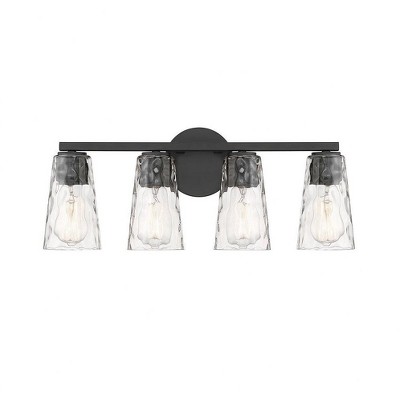 Matte Black 4-Light Vanity with Clear Water Glass Shades
