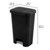 Sterilite Rectangular Step On  Kitchen Plastic Indoor Wastebasket with Wide Opening Lid and Comfort Handle for Home - 3 of 4