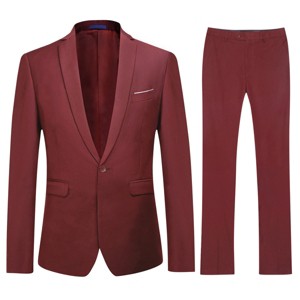 Cloudstyle Men's 2-Piece Suits Slim Fit 1 Button Dress Suit Jacket Blazer & Pants Set - 1 of 4