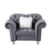 Velvet Accent Chair Luxury Classic America Chesterfield Tufted Camel Back Armchair - Morden Fort - 2 of 4