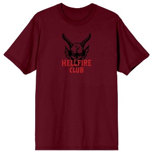 Stranger Things Hellfire Club Fiery Logo Adult Maroon Crew Neck Short Sleeve T-shirt - 1 of 4