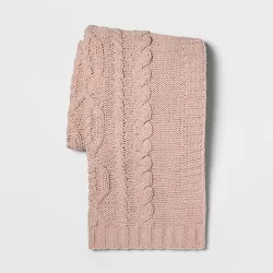 Cable Knit Chenille Throw Blanket Pink - Threshold™