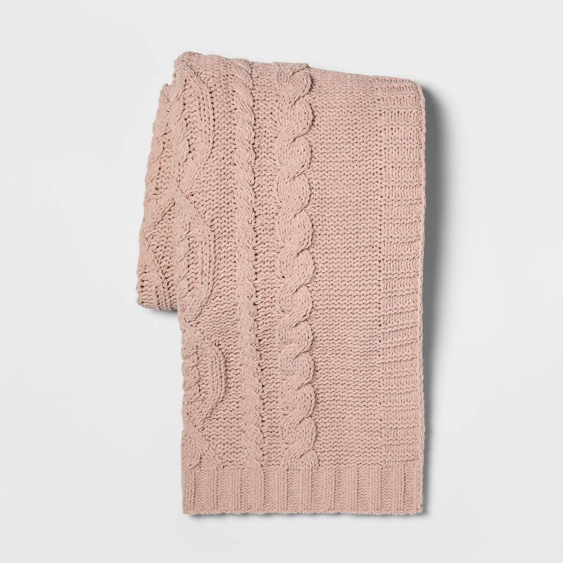Cable Knit Chenille Throw Blanket - Threshold&#153;, 1 of 10