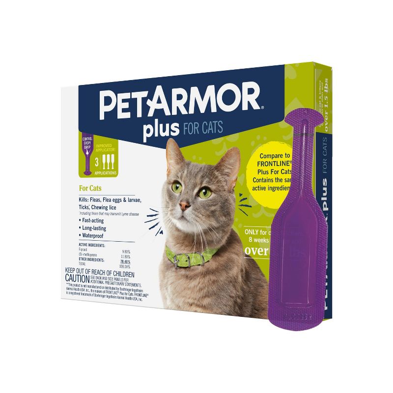 PetArmor Plus Flea and Tick Topical Treatment for Cats - Over 1.5lbs - 3 Month Supply - 0.051 fl oz, 4 of 8