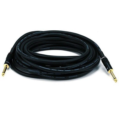  Monoprice Audio Cable Cord - 25 Feet - Black | 1/4 Inch (TS) Male to Male -16AWG, Gold Plated - Premier Series 