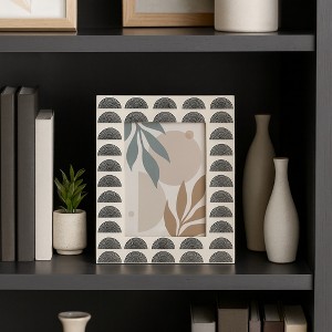Decorative Resin Photo Frame with Arched Pattern Border - Elegant Home Decor Accent for Console Tabletop, Living Room, or Office - 10", Black & Ivory - 1 of 4