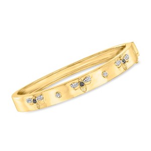 Ross-Simons 0.15 ct. t.w. Black and White Diamond Bumblebee Bangle Bracelet in 18kt Gold Over Sterling - 1 of 3