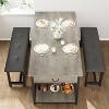 Acekool Dining Table Set for 4 with Upholstered Benches, Storage Drawers, and Wine Rack, Kitchen and Dining Room Table, Space-Saving Design, Gray - 3 of 4