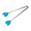 Unique Bargains Stainless Steel Silicone Tips Heart Shape Food Tongs - 3 of 4
