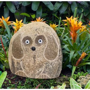 Tierra Garden Natural Granite Boulder Dog – Unique Hand-Carved Stone Pet - 1 of 4