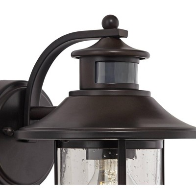 Bronze Dimmable Outdoor Wall Light with Seedy Glass Shade