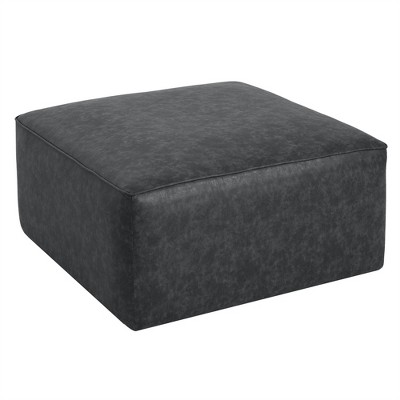 OUTSUPPLY PU Leather Storage Ottoman, Modern Square Footrest, Versatile Coffee Table, Extra Seating for Living Room